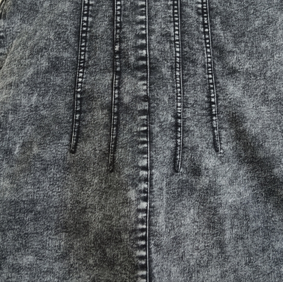 NoBo Black Acid Wash Denim Mini Dress Stretch Bodycon Retro 90s Cutie Fitted Med - Picture 15 of 16